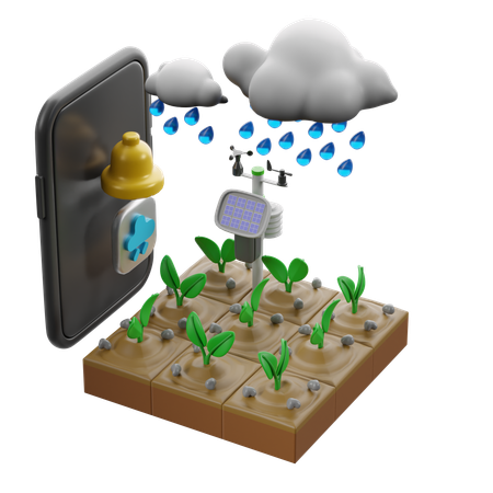 Wetterstation warnt vor Bewässerungsstopp  3D Illustration