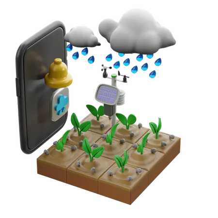 Wetterstation warnt vor Bewässerungsstopp  3D Illustration