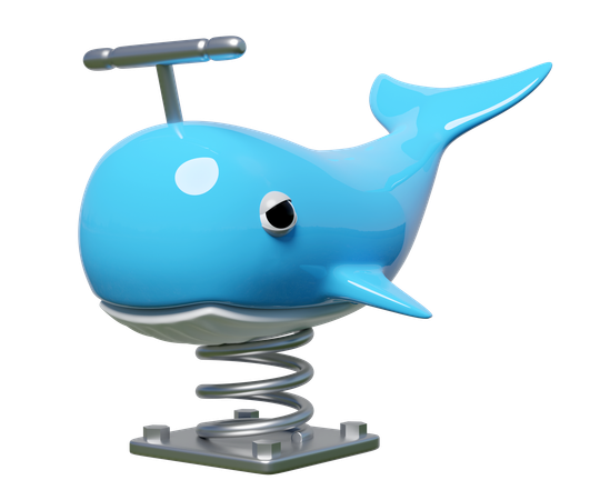 Whale spring rider  3D Illustration