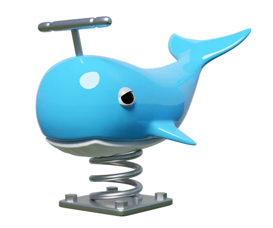 Whale spring rider  3D Illustration