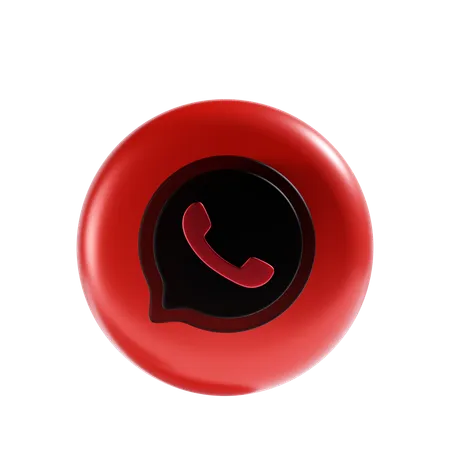 Whatsapp Icon With Red Background 3D Icon