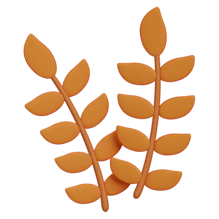 3 D Wheat Leaf Illustration 3D Icon