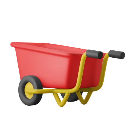Gardening Wheel Cart Carriage 3 D Illustration Icon 3D Icon