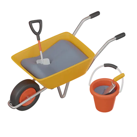 Construction Featuring Wheelbarrow Symbol Of Labor Tools And Development Perfect For Construction Projects And Industry Concepts 3 D Render Illustration 3D Icon