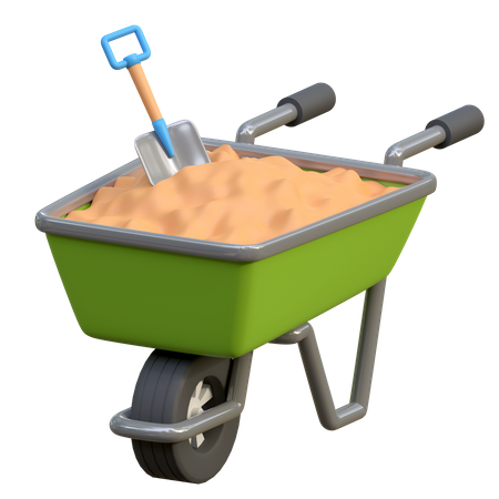 Wheelbarrow Carrying Sand 3D Icon