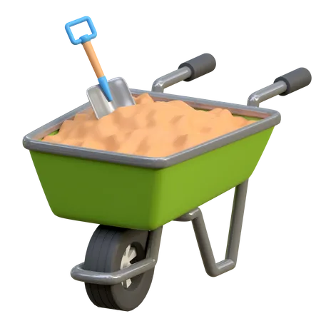 Wheelbarrow Carrying Sand  3D Icon