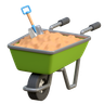 3d wheelbarrow carrying sand logo