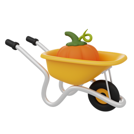 Wheelbarrow With Pumpkin  3D Icon