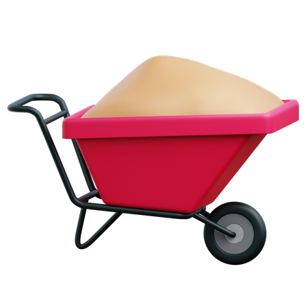 Wheelbarrow With Sand  3D Icon