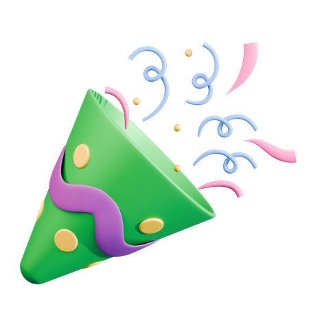 Whimsical Green Confetti Burst  3D Icon