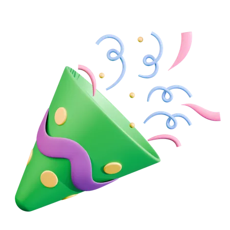 Whimsical Green Confetti Burst  3D Icon