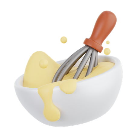 Whisking Batter in Bowl  3D Illustration