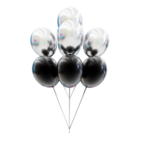 White and black balloons bunch  3D Icon
