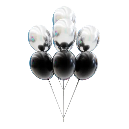 White and black balloons bunch  3D Icon