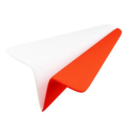 White and Red Paper Plane  3D Icon