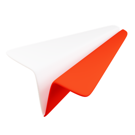 White and Red Paper Plane  3D Icon