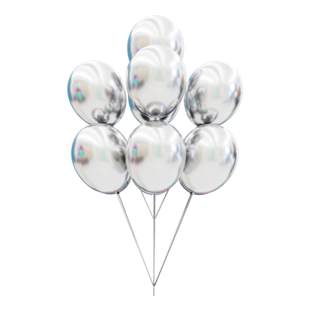 White balloons bunch  3D Icon