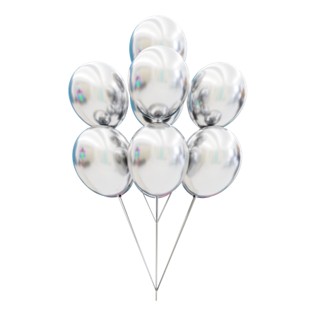 White balloons bunch  3D Icon