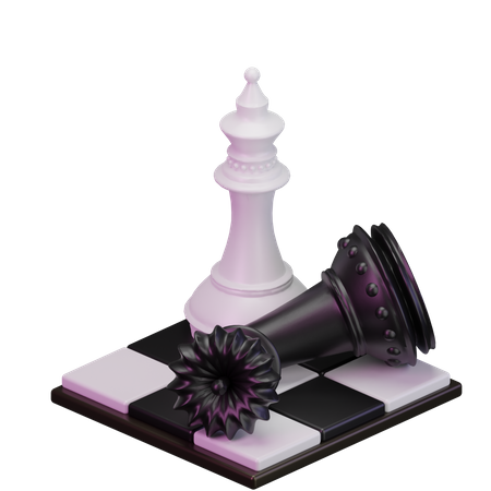 White Bishop kill Black Queen  3D Icon