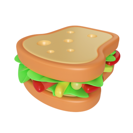 White Bread Sandwich  3D Icon