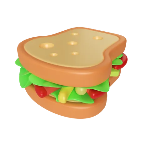 White Bread Sandwich  3D Icon