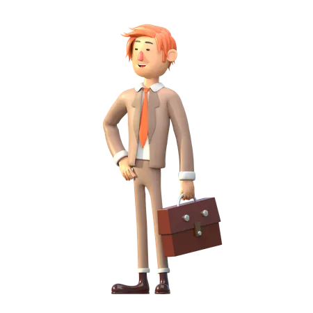 White Businessman Carrying A Bag  3D Illustration