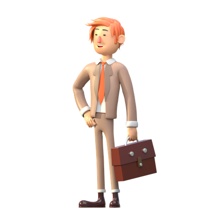 White Businessman Carrying A Bag  3D Illustration