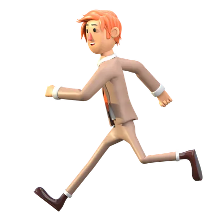 White Businessmen Running  3D Illustration