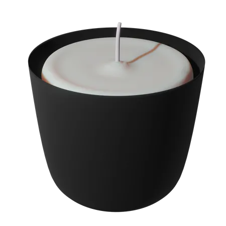 White Candle In Black Holder  3D Icon