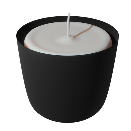 White Candle In Black Holder  3D Icon