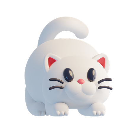 White Cat  3D Icon