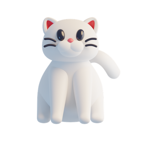 White Cat  3D Icon
