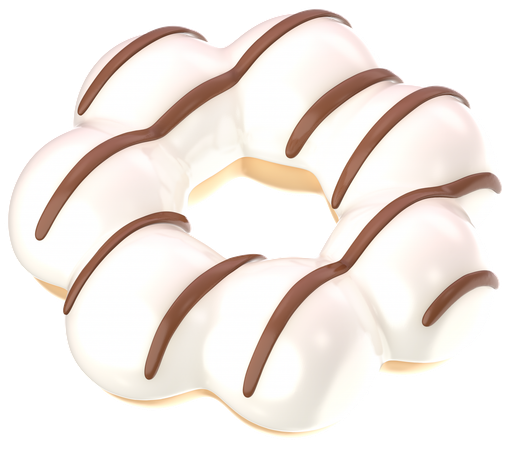 White chocolate mochi donut  3D Icon