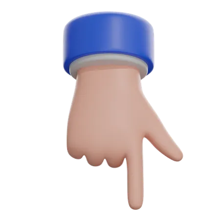 White Down Pointing Backhand Index  3D Icon