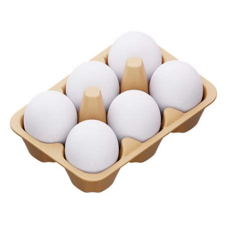 White Egg Tray  3D Icon