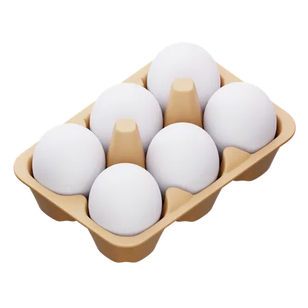 White Egg Tray  3D Icon