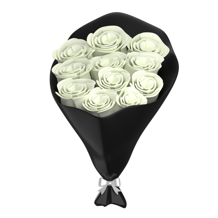 White Flowers Bouquet  3D Illustration