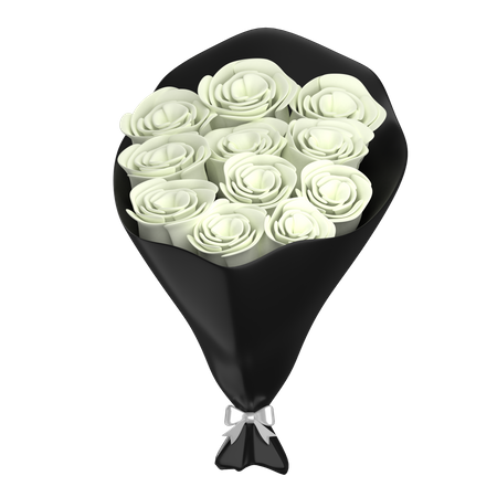 White Flowers Bouquet 3D Illustration