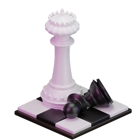White King kill Black pawn  3D Icon