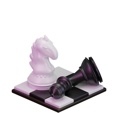 White Knight kill Black Bishop  3D Icon