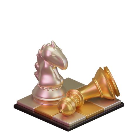 White Knight kill Black Bishop  3D Icon