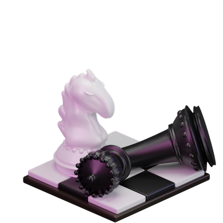 White Knight kill Black King  3D Icon