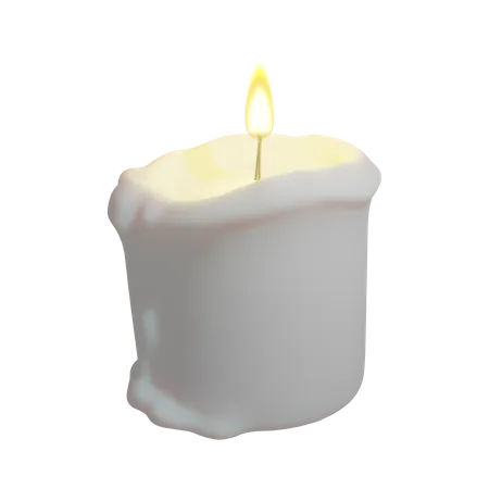 White Melted Candle  3D Icon