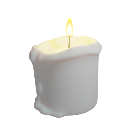 White Melted Candle  3D Icon