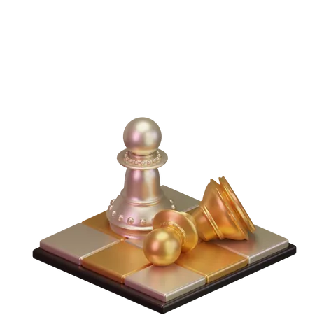 White pawn kill Black pawn  3D Icon