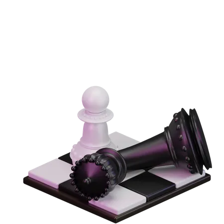 White pawn kill Black King 3D Icon