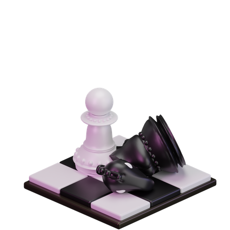 White pawn kill Black Knight 3D Icon