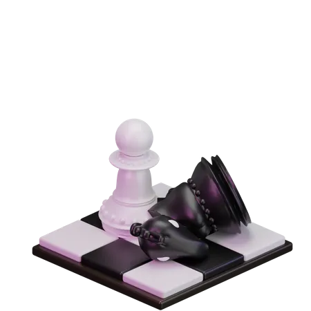 White pawn kill Black Knight 3D Icon