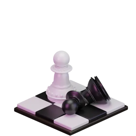 White pawn kill Black pawn 3D Icon