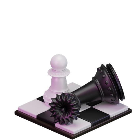 White pawn kill Black Queen 3D Icon